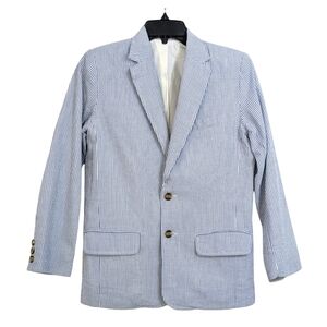 Talbots Kids Seersucker Blazer - Blue & White Ticking Stripe - Size 14 Boys